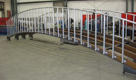 Custom fabricated metal bridge right angle view