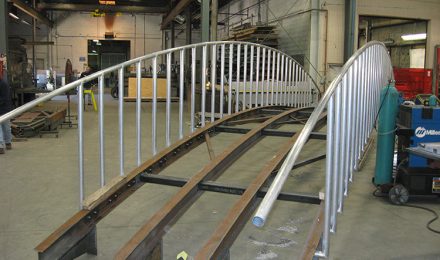 Custom fabricated metal bridge back view