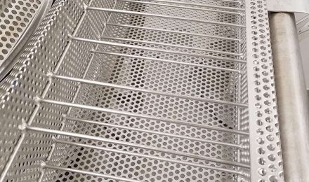 Fabricated stainless steel dip basket