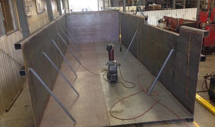 Inside of custom fabricated TVA containment tank